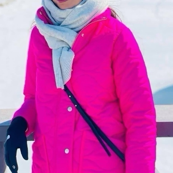 J.Crew Quilted Cocoon Primaloft Puffer Jacket Neon Fuchsia - Picture 5 of 9